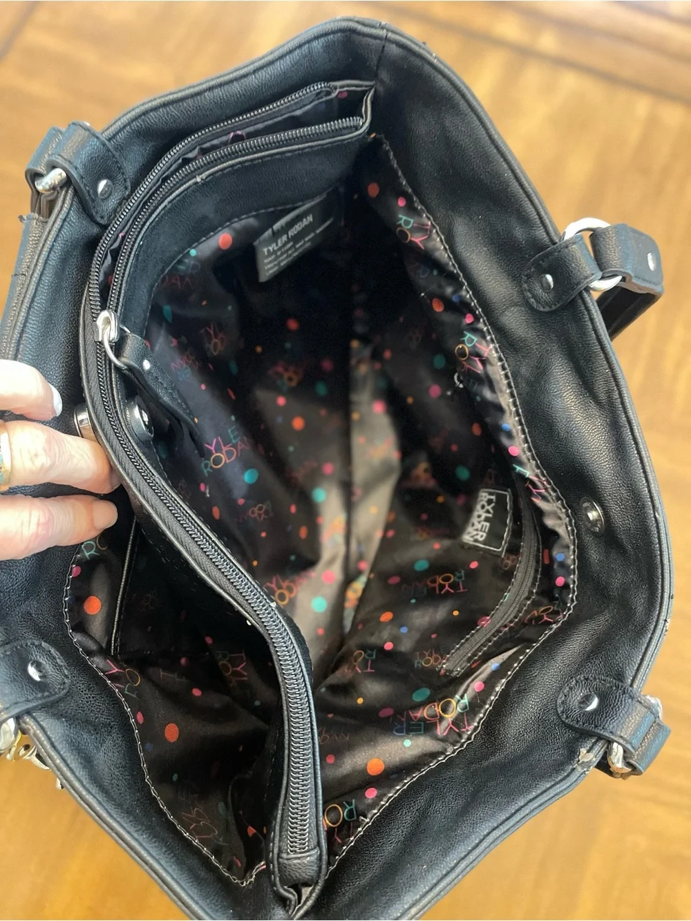 Tyler Rodan Black Laptop Tote /Purse with Front Zip Pocket